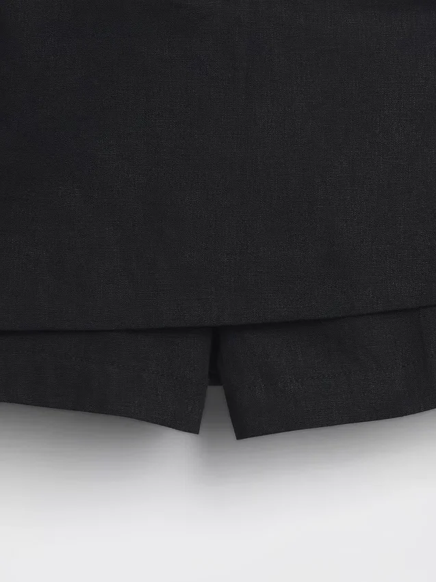 Mini falda-pantalón de mezcla de lino