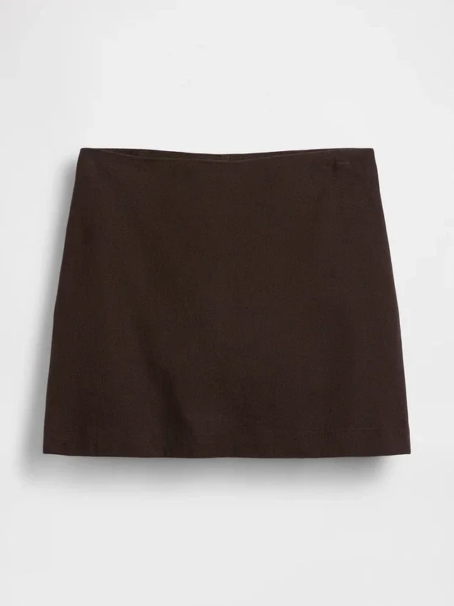 Mini falda-pantalón de mezcla de lino