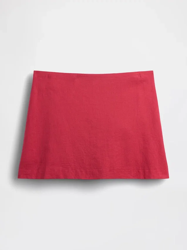 Mini falda-pantalón de mezcla de lino