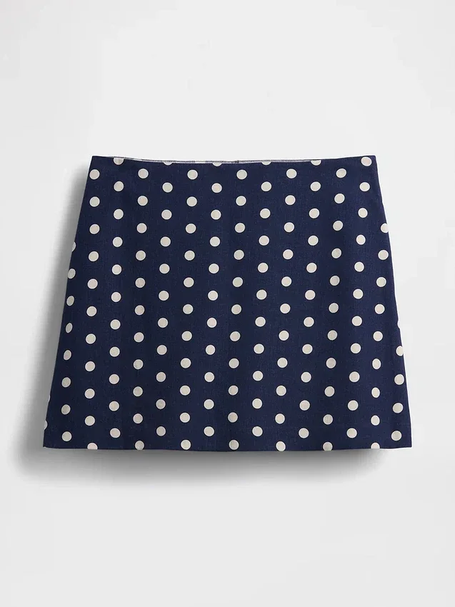 Mini falda-pantalón de mezcla de lino