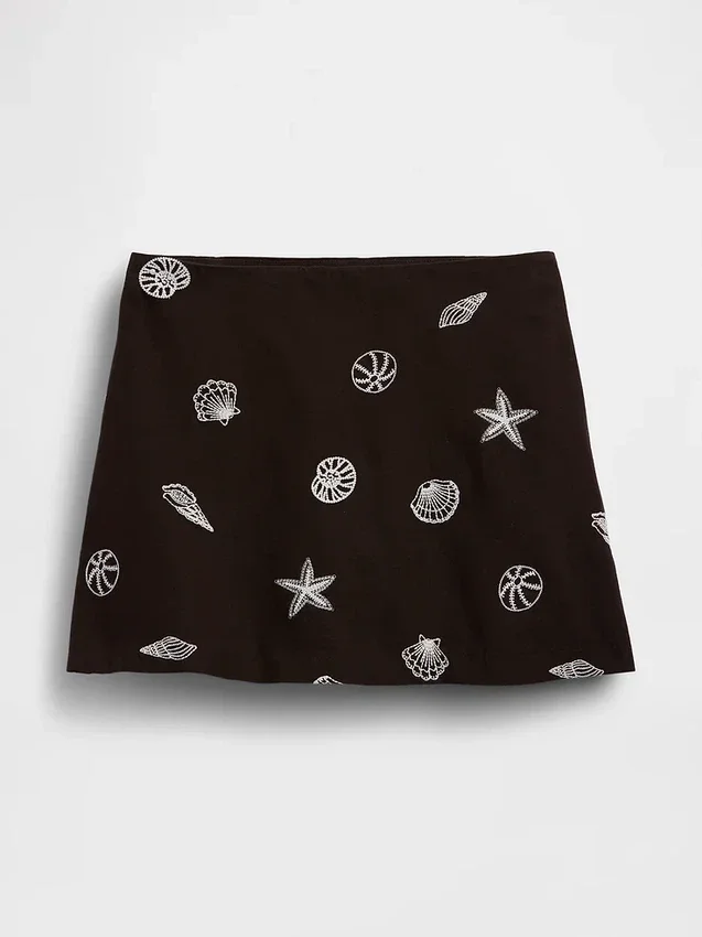 Mini falda-pantalón de mezcla de lino