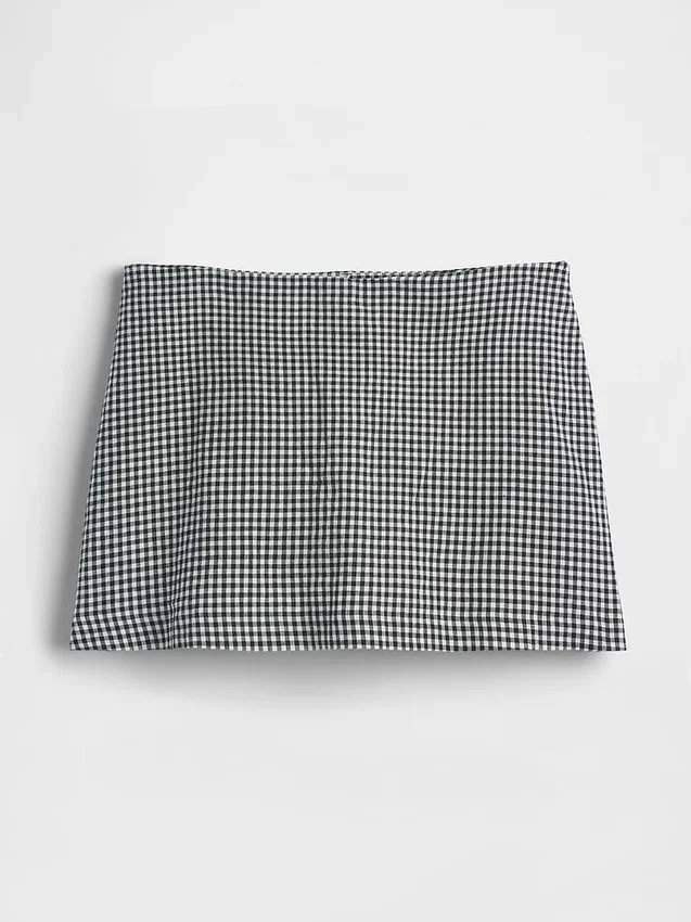 Mini falda-pantalón de mezcla de lino