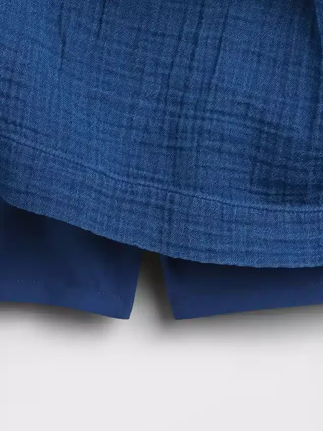 Mini falda-pantalón de mezclilla de gasa de algodón con cintura fruncida