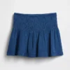 Mini falda-pantalón de mezclilla de gasa de algodón con cintura fruncida