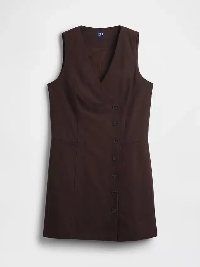 Mini vestido asimétrico de mezcla de lino