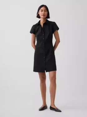 Mini vestido camisero con cintura imperio