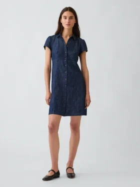 Mini vestido camisero con cintura imperio