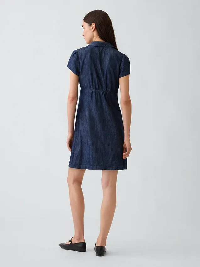 Mini vestido camisero con cintura imperio