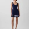 Mini vestido de cintura baja en mezcla de lino