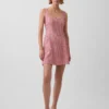 Mini vestido de cintura baja en mezcla de lino