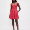 Mini vestido de cintura baja en mezcla de lino