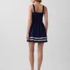 Mini vestido de cintura baja en mezcla de lino
