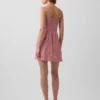 Mini vestido de cintura baja en mezcla de lino