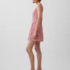 Mini vestido de cintura baja en mezcla de lino
