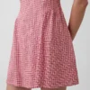 Mini vestido de cintura baja en mezcla de lino