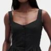 Mini vestido de cintura baja en mezcla de lino