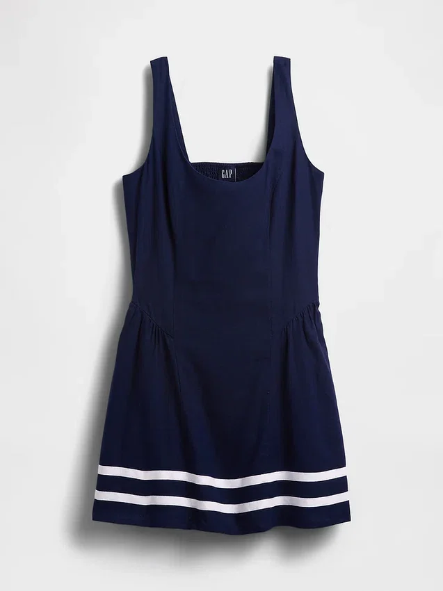 Mini vestido de cintura baja en mezcla de lino