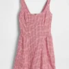 Mini vestido de cintura baja en mezcla de lino