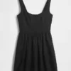 Mini vestido de cintura baja en mezcla de lino