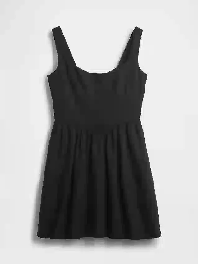 Mini vestido de cintura baja en mezcla de lino