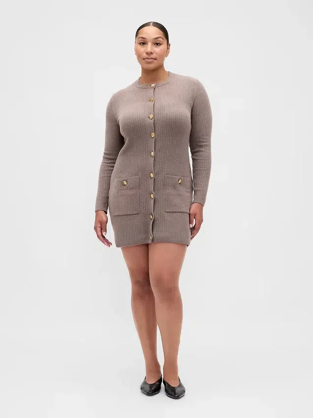 Mini vestido de jersé con bolsillos acanalados CashSoft