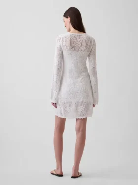 Mini vestido de jerséu de punto pointelle