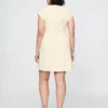 Mini vestido de mezcla de lino con mangas casquillo