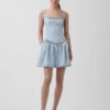 Mini vestido de mezclilla a rayas ultrasuave con cintura baja