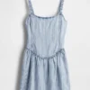 Mini vestido de mezclilla a rayas ultrasuave con cintura baja