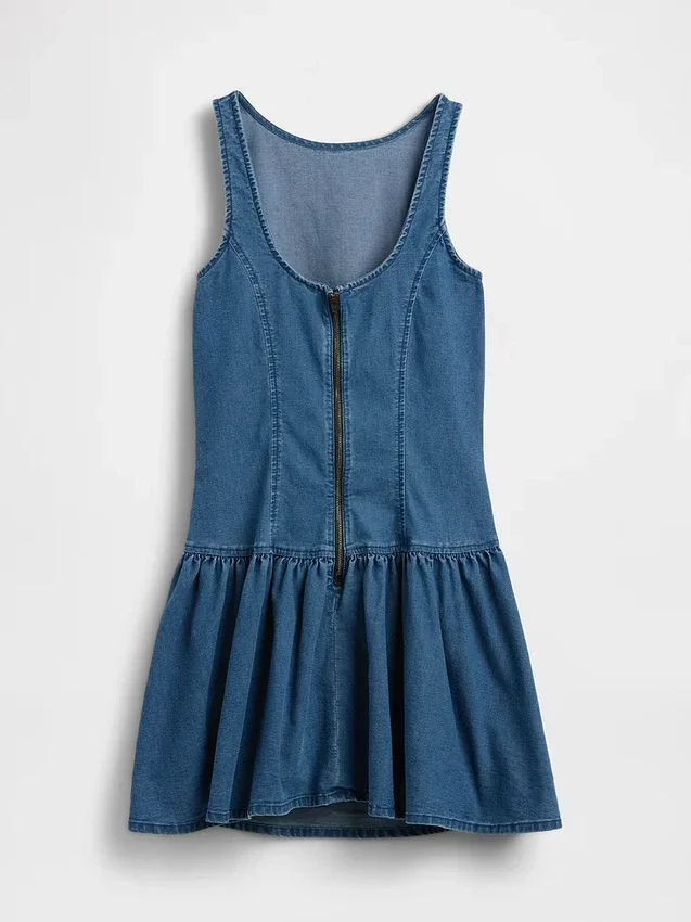Mini vestido de mezclilla con cintura baja