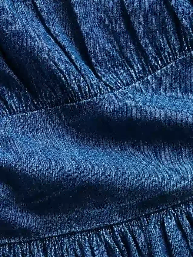 Mini vestido de mezclilla para niñas con mangas abullonadas