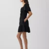 Mini vestido de popelín con mangas con volantes