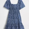 Mini vestido de popelín con mangas con volantes