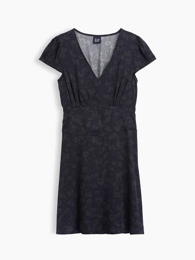 Mini vestido estampado con cuello en V