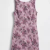 Mini vestido floral con cuello de barco y espalda abierta