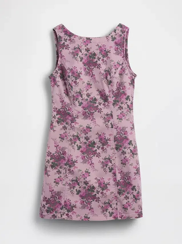 Mini vestido floral con cuello de barco y espalda abierta