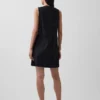 Mini vestido recto bordado de mezcla de lino