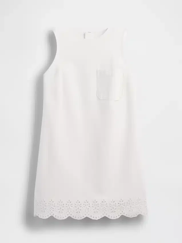 Mini vestido recto con dobladillo de ojales