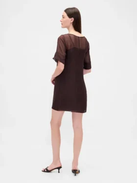 Mini vestido recto de organza transparente