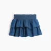 Minifalda-pantalón de mezclilla con fruncido para niños