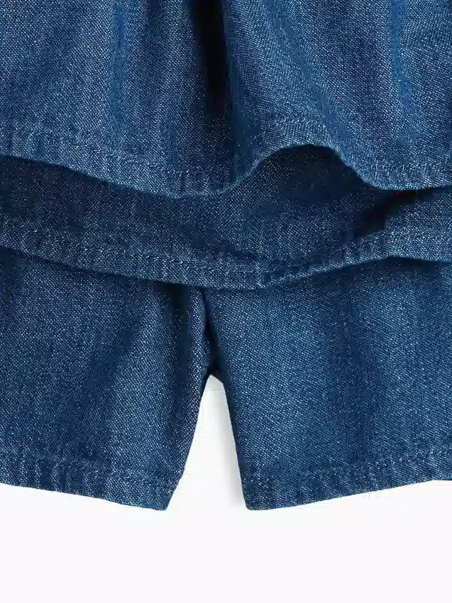 Minifalda-pantalón de mezclilla con fruncido para niños