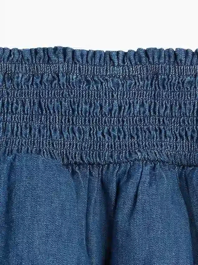 Minifalda-pantalón de mezclilla con fruncido para niños