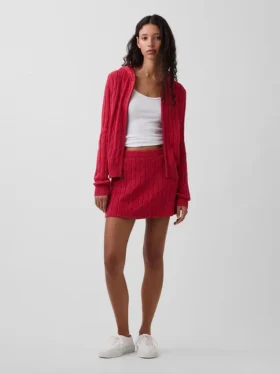 Minifalda-pantalón de punto trenzado 100 % algodón