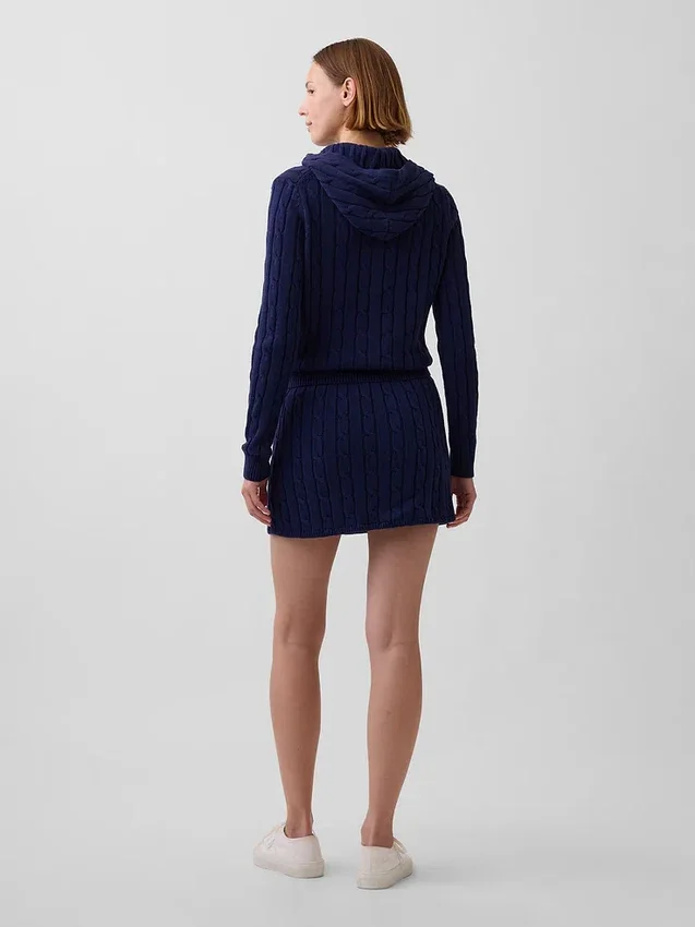 Minifalda-pantalón de punto trenzado 100 % algodón