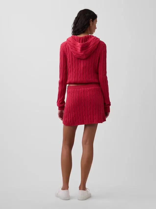 Minifalda-pantalón de punto trenzado 100 % algodón