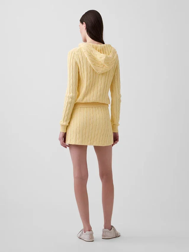 Minifalda-pantalón de punto trenzado 100 % algodón