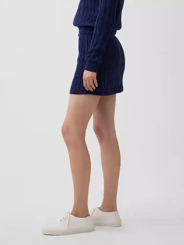 Minifalda-pantalón de punto trenzado 100 % algodón