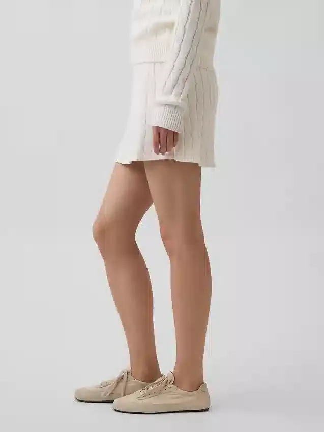 Minifalda-pantalón de punto trenzado 100 % algodón