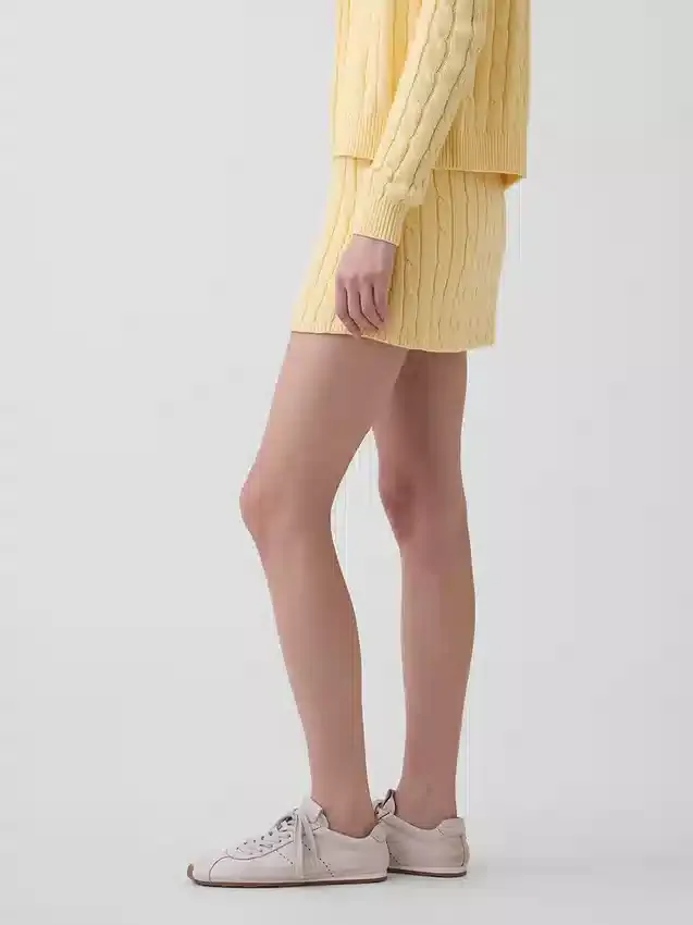 Minifalda-pantalón de punto trenzado 100 % algodón