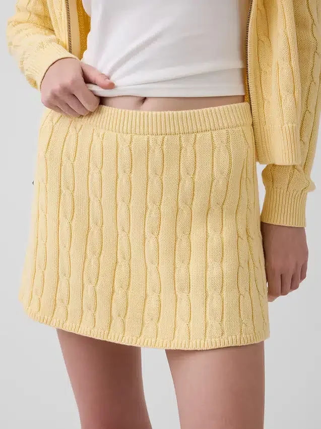 Minifalda-pantalón de punto trenzado 100 % algodón